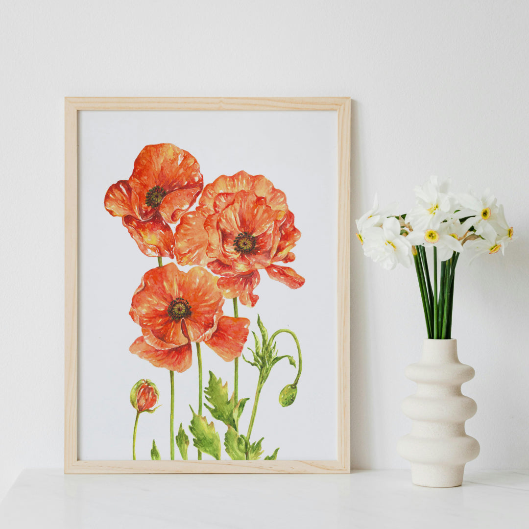 Poppies, Original Watercolor Painting, Flowers Painting
