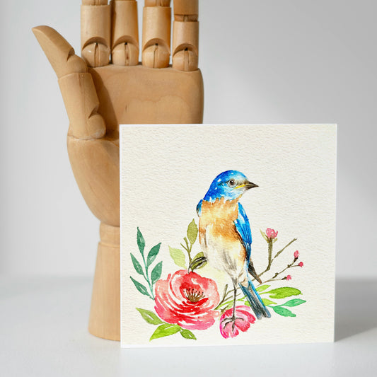 Mountain Blue Bird and Floral Harmony