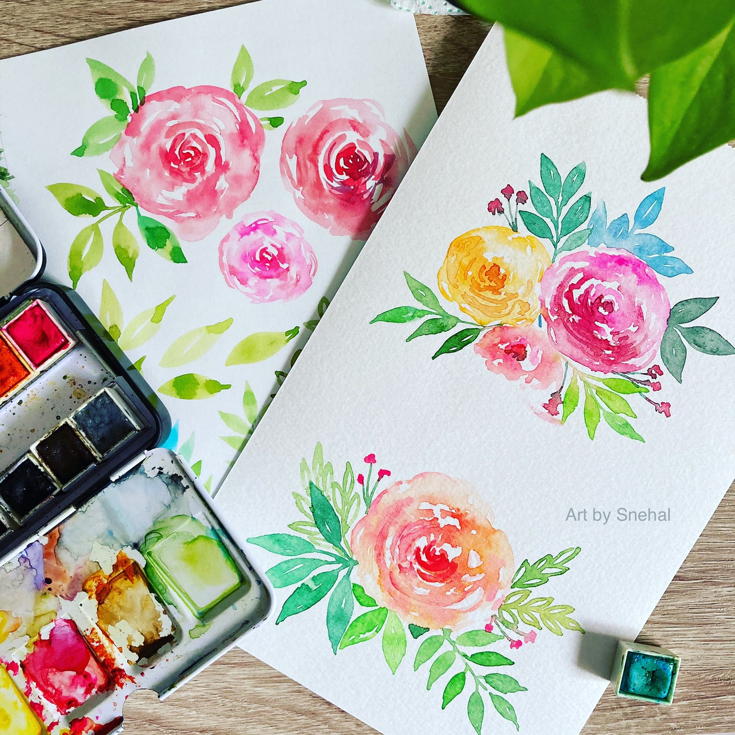 Watercolor Roses for Beginners: Bouquet & Bookmark