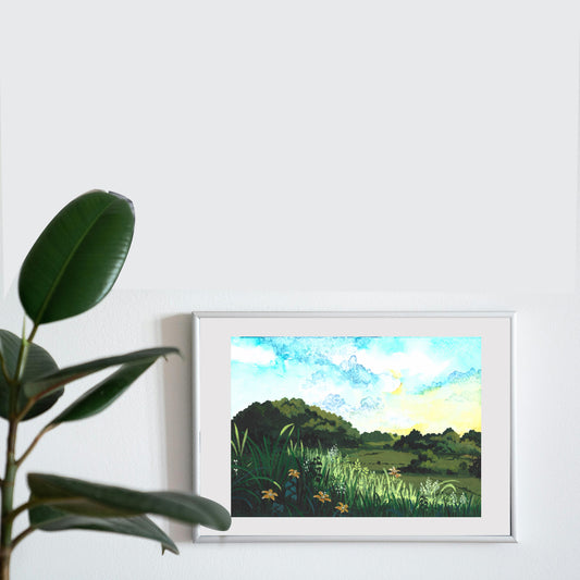 Ghibli-Inspired Lush Green Landscape - Art Print