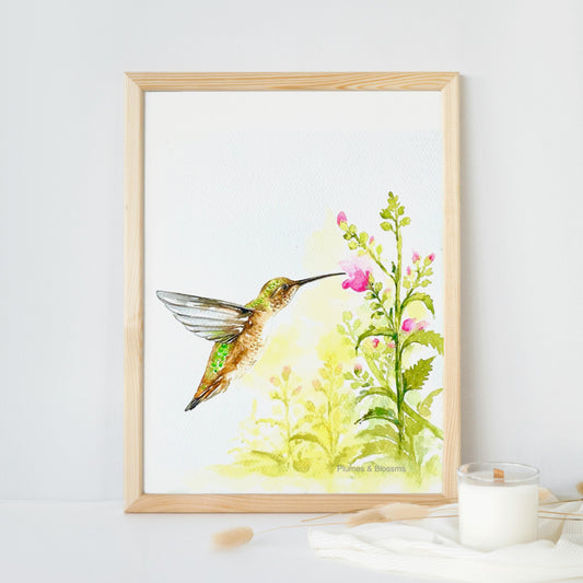 Hummingbird and Flowers