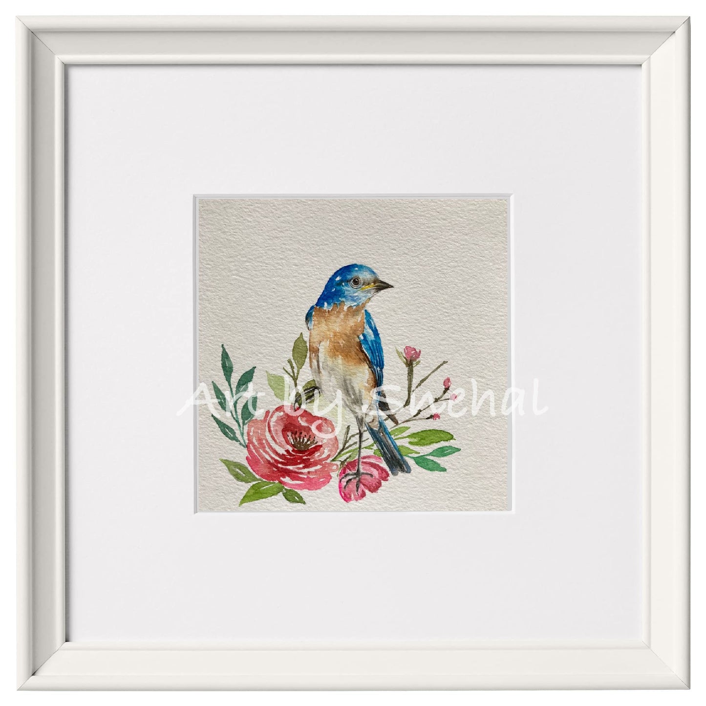 Mountain Blue Bird and Floral Harmony
