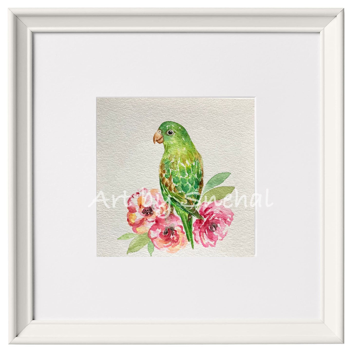 Parakeet and Flowers