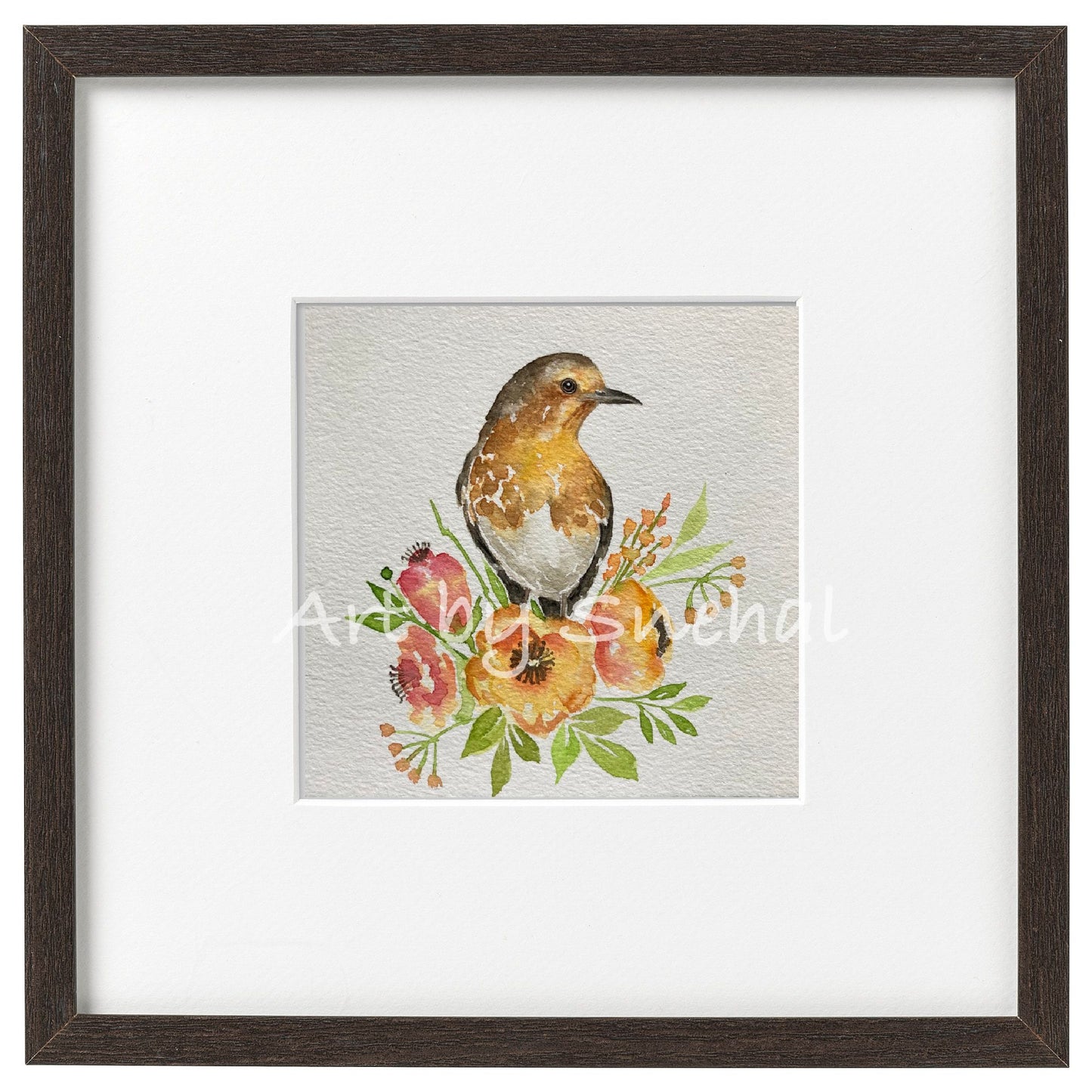 European Robin with Refreshing Flowers