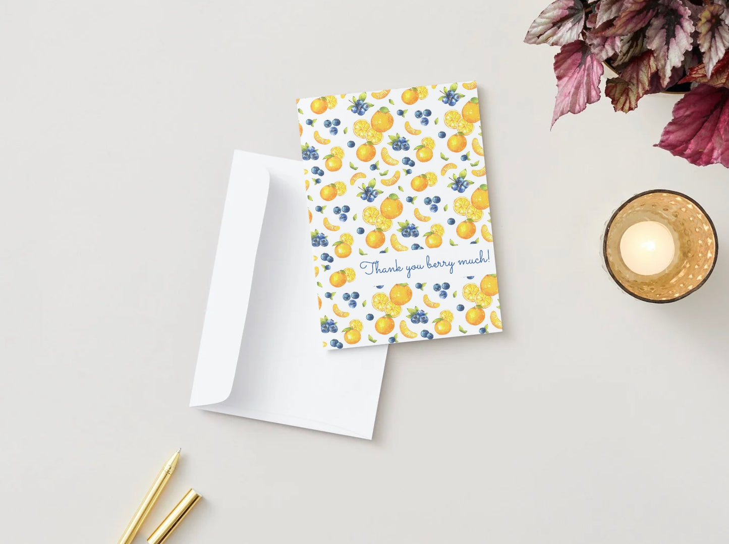 Greeting Card - Fruits, Blueberries, Thank You Cards, Print