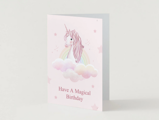 Unicorn Birthday Greeting Card, Shine, Rainbows, Clouds Card