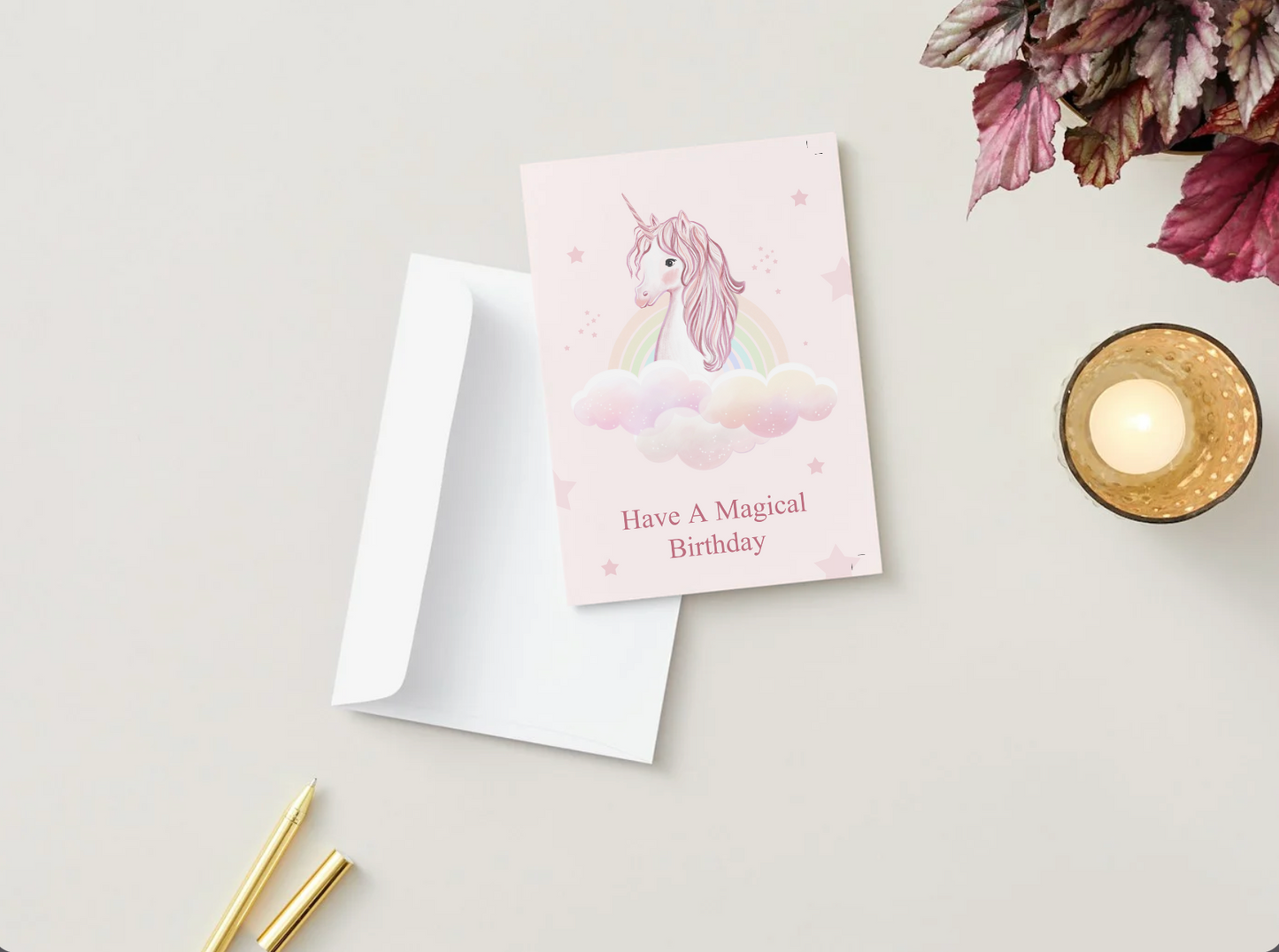 Unicorn Birthday Greeting Card, Shine, Rainbows, Clouds Card