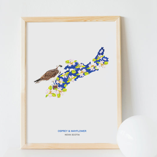 Nova Scotia Map poster - Art Print 8x11, NS, Osprey, State bird, Poster print, Nova Scotia Map, Mayflower