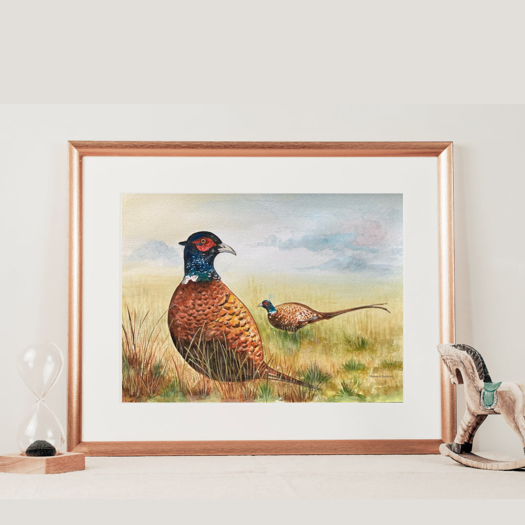 Pheasants in a Meadow