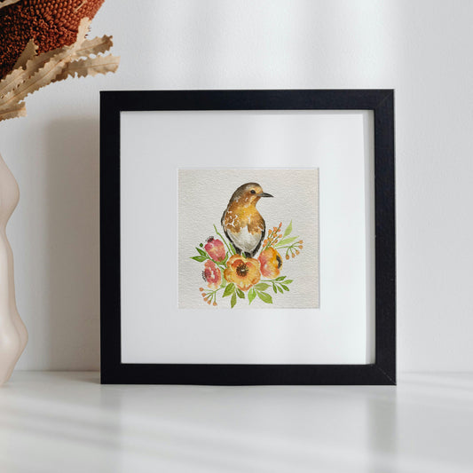 European Robin with Refreshing Flowers