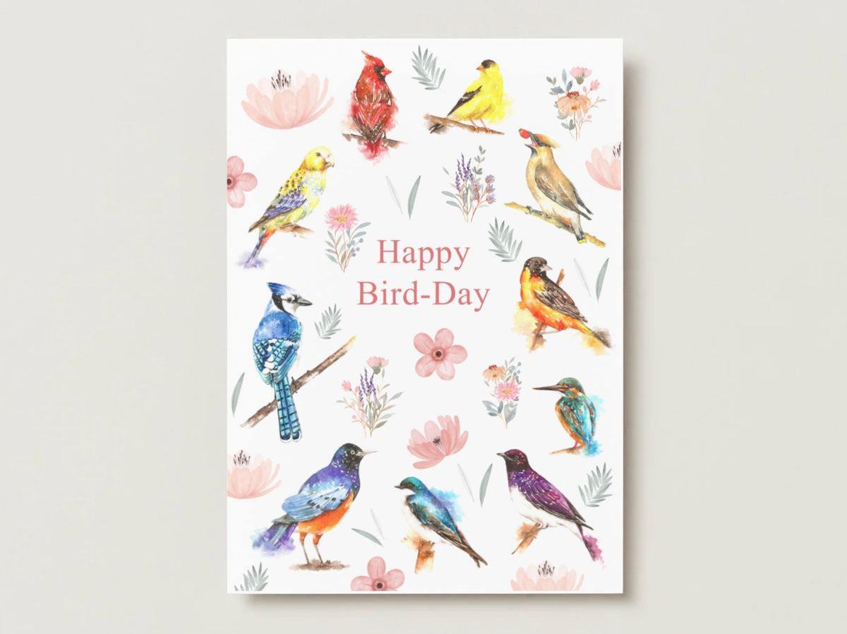 Happy Bird day Greeting Card,, HummingBirds, floral Card