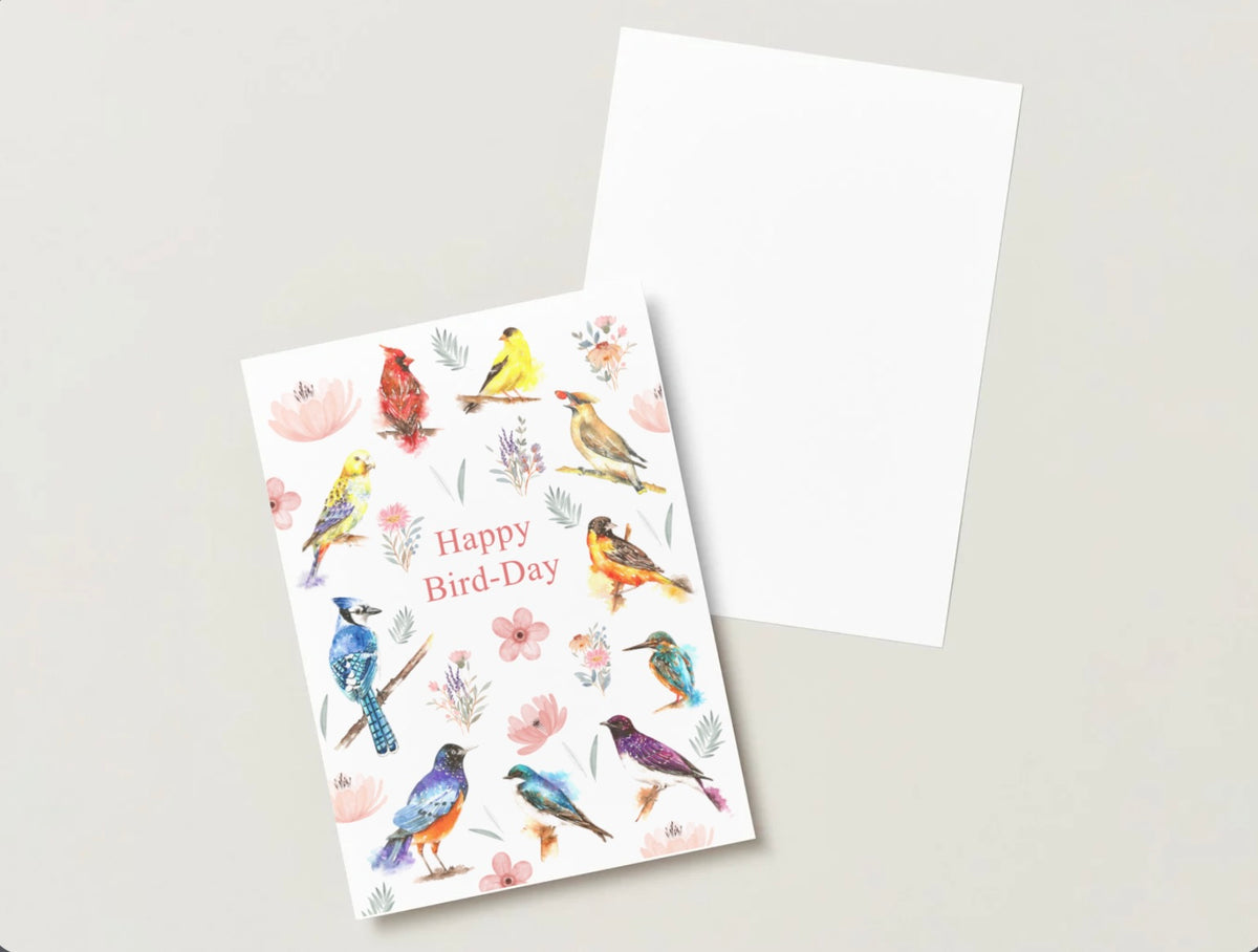 Happy Bird day Greeting Card,, HummingBirds, floral Card